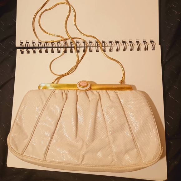 Judith Leiber Handbags - Elegant Cream Clutch Bag with Gold Accents